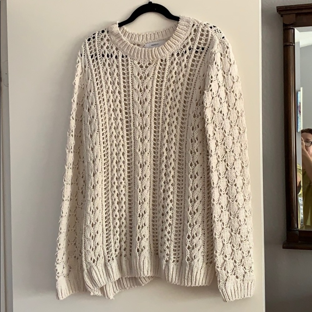 White knit sweater